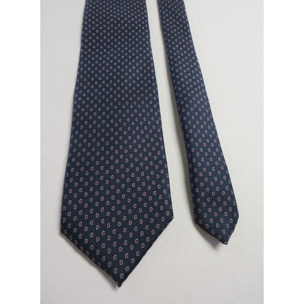 OSCAR DE‎ LA RENTA Navy Red White Paisley Luxury Silk Feel Tie Designer Business